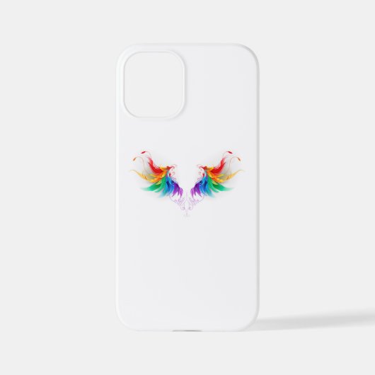 Coque iPhone 12 Mini Ailes fluffy arc-en-ciel (Verso)