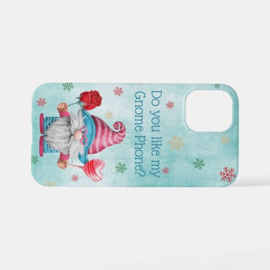 Coque iPhone 12 Mini Aimez-Vous Mon Téléphone Gnome ? Gnome et Snowflak (Verso Horizontal)