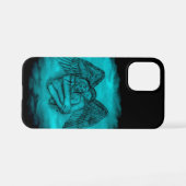 Coque iPhone 12 Mini Angel Eros en amour dans le design noir et vert (Verso Horizontal)