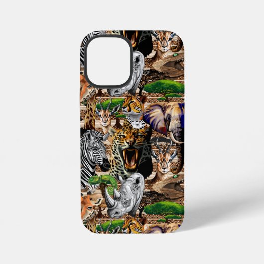 Coque iPhone 12 Mini Animaux sauvages de la Savane africaine (Verso)