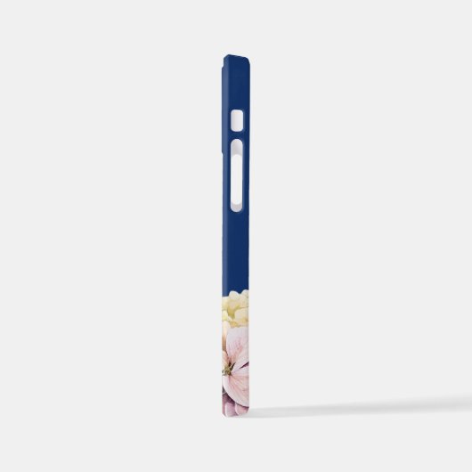 Coque iPhone 12 Mini Aquarelle Hydrangea bleu personnalisé (Côté gauche)
