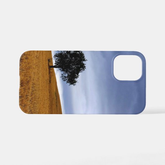 Coque iPhone 12 Mini Arbre dans un champ de blé (Verso Horizontal)