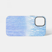 Coque iPhone 12 Mini Arbres Brumeux Givrés Bleu Bébé (Verso Horizontal)