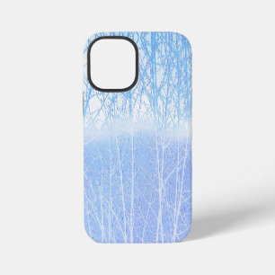 Coque iPhone 12 Mini Arbres Brumeux Givrés Bleu Bébé