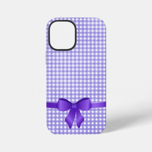 Coque iPhone 12 Mini arc violet sur en vichy (Verso)