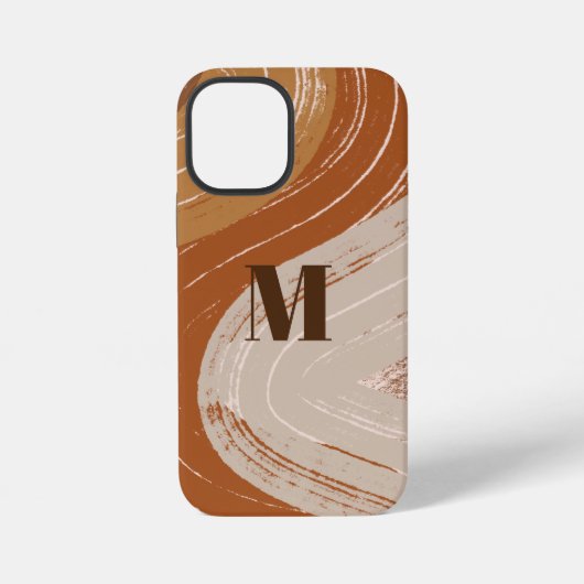 Coque iPhone 12 Mini Art Boho Abstrait, Tons Terreux (Verso)