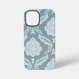 Coque iPhone 12 Mini Art Rococo Damassé I Bleu Canard+Turquoise