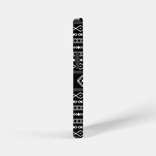 Coque iPhone 12 Mini Aztec blanc gris noir Motifs mélangés Motif (Côté droit)
