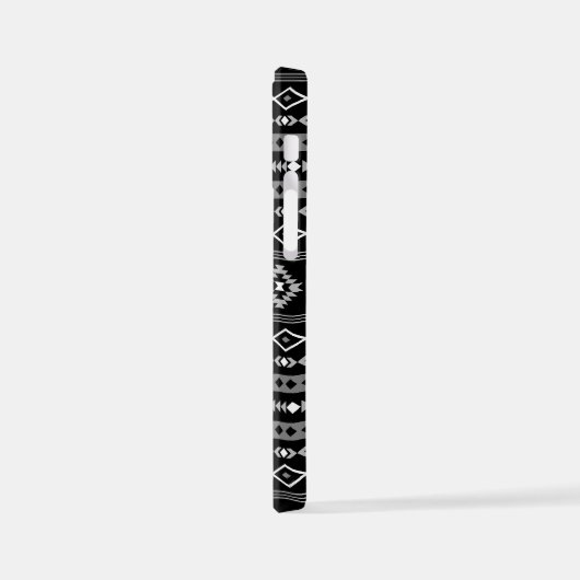 Coque iPhone 12 Mini Aztec blanc gris noir Motifs mélangés Motif (Côté gauche)