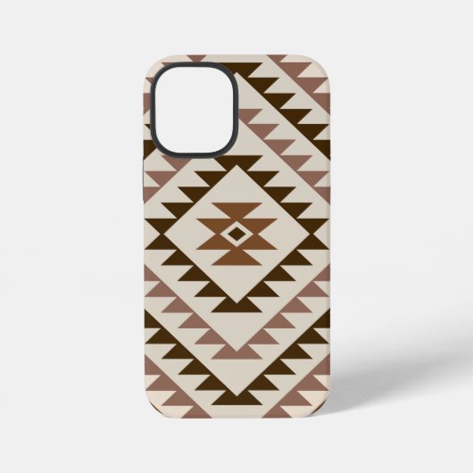 Coque iPhone 12 Mini Aztec Diamond Motif Design Browns+Cream (Verso)