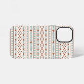 Coque iPhone 12 Mini Aztec Formes Motif rouille crème Turquoise (Verso Horizontal)