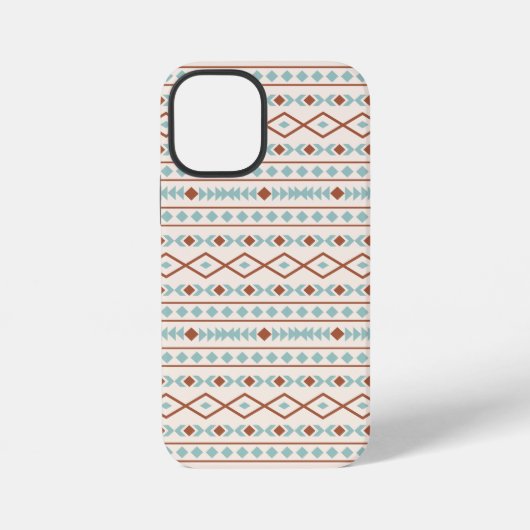 Coque iPhone 12 Mini Aztec Formes Motif rouille crème Turquoise (Verso)