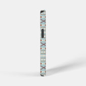 Coque iPhone 12 Mini Aztec Formes Motif Rusts Crème Turquoise-Bleu (Côté droit)