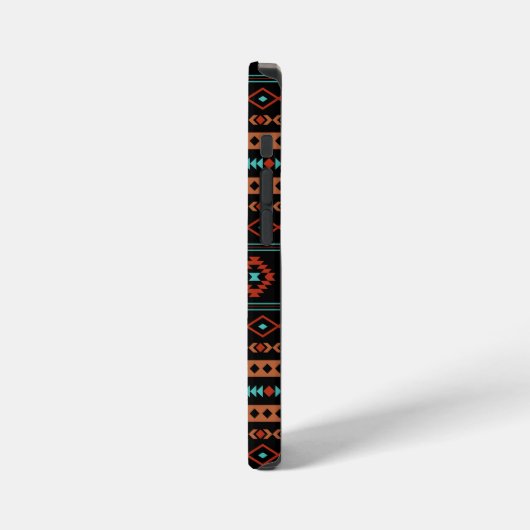 Coque iPhone 12 Mini Aztec Rusts Turquoise Noir Motifs mélangés Motif (Côté gauche)