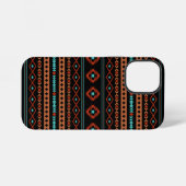 Coque iPhone 12 Mini Aztec Rusts Turquoise Noir Motifs mélangés Motif (Verso Horizontal)