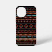 Coque iPhone 12 Mini Aztec Rusts Turquoise Noir Motifs mélangés Motif (Verso)