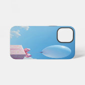 Coque iPhone 12 Mini ballon avec cadeau dans le ciel bleu (Verso Horizontal)