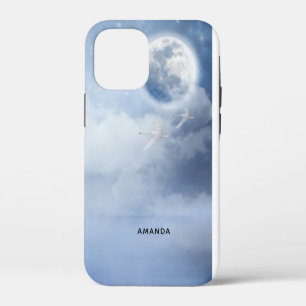 Coque iPhone 12 Mini Beau ciel bleu avec des cygnes volants