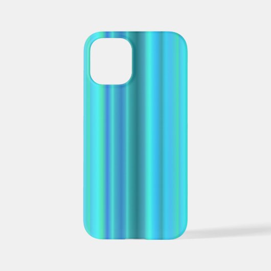 Coque iPhone 12 Mini Bleu Vert arc-en-ciel rayures (Verso)