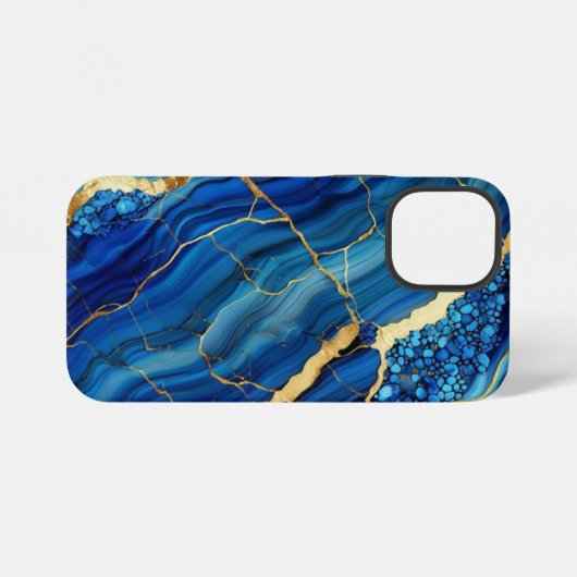 Coque iPhone 12 Mini Blue Agate marbre iPhone 12 Coque robuste (Verso Horizontal)