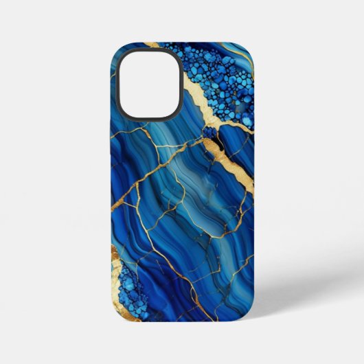 Coque iPhone 12 Mini Blue Agate marbre iPhone 12 Coque robuste (Verso)