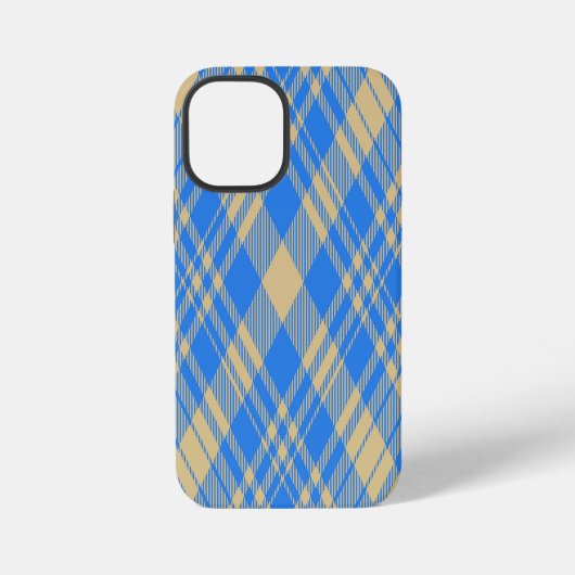 Coque iPhone 12 Mini Blue and Yellow Scottish Tartan Plaid (Verso)