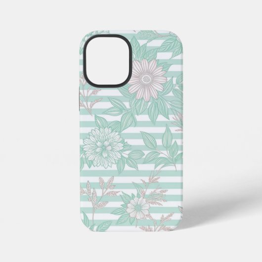 Coque iPhone 12 Mini Blue Floral Minimalist (Verso)
