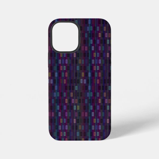 Coque iPhone 12 Mini Blue, green, purple, pink squares with stripes (Verso)