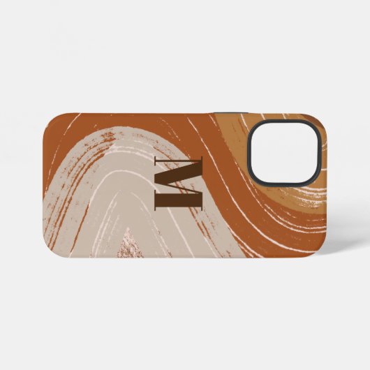 Coque iPhone 12 Mini Boho Art Abstrait, Tons Terre (Verso Horizontal)