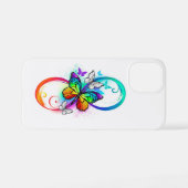Coque iPhone 12 Mini Bright infinity with rainbow butterfly (Verso Horizontal)