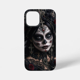 Coque iPhone 12 Mini Calavera gothique cramoisie – Rose noire