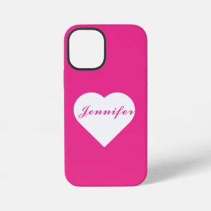 Coque iPhone 12 Mini Calligraphie minimaliste rose blanc amour mignon p