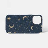 Coque iPhone 12 Mini Carte antique de la lune céleste en ivoire sur fon (Verso Horizontal)