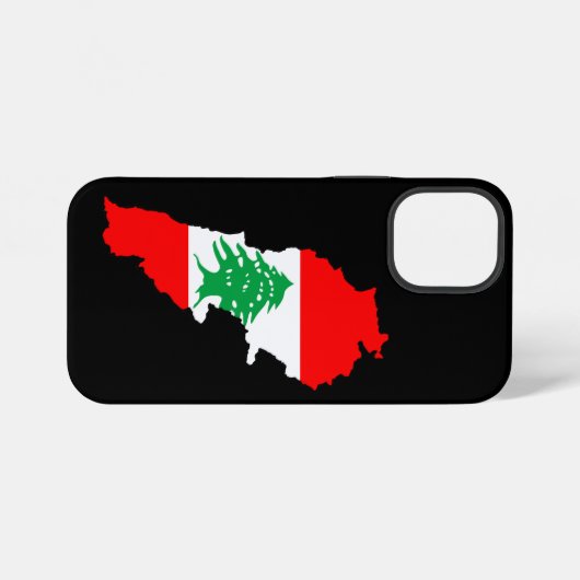 Coque iPhone 12 Mini Carte du Liban avec drapeau (Verso Horizontal)