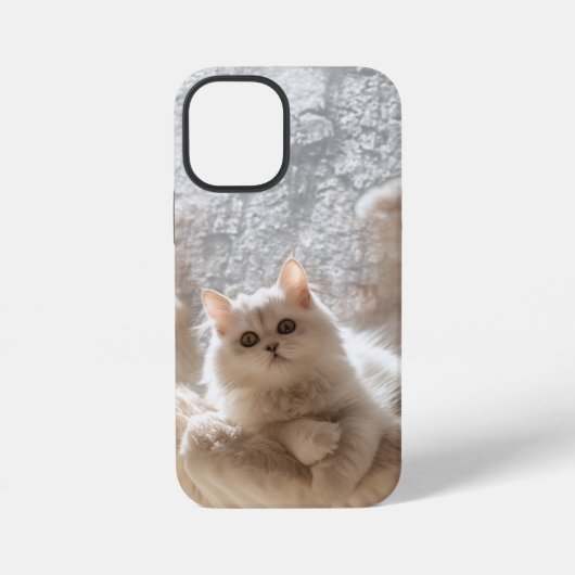 Coque iPhone 12 Mini Chat blanc majestueux (Verso)
