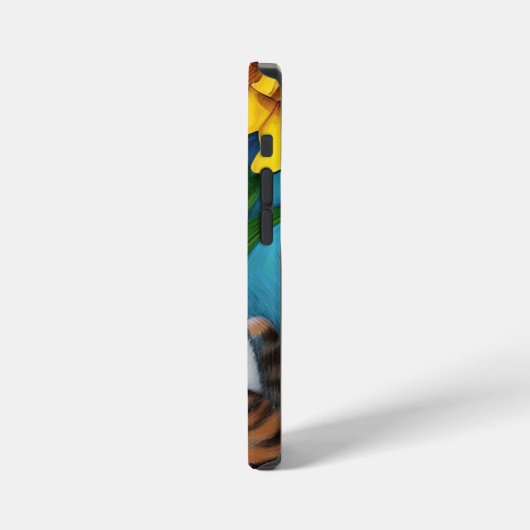 Coque iPhone 12 Mini Chat, chaton et fleurs d'art populaire (Côté gauche)