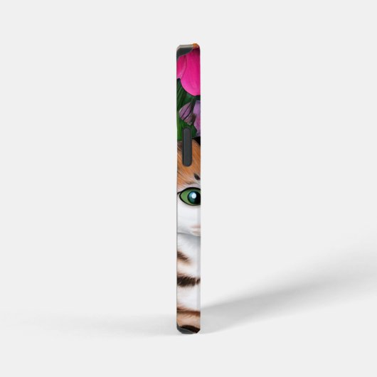 Coque iPhone 12 Mini Chat, chaton et fleurs d'art populaire (Côté droit)