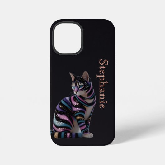 Coque iPhone 12 Mini Chat mignon et conception de nom personnalisé (Verso)
