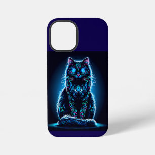 Coque iPhone 12 Mini Chat néon fond vif-97948