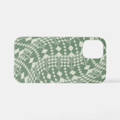 Coque iPhone 12 Mini Chèques déformées en vert (Verso Horizontal)