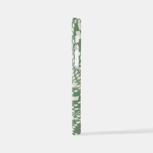 Coque iPhone 12 Mini Chèques déformées en vert (Côté gauche)