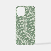 Coque iPhone 12 Mini Chèques déformées en vert (Verso)