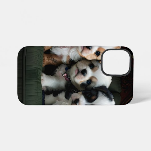 Coque iPhone 12 Mini Chiots mignons 2 (Verso Horizontal)