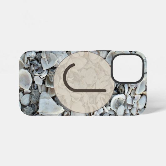 Coque iPhone 12 Mini Coastal Shells Initial Case Art (Verso Horizontal)