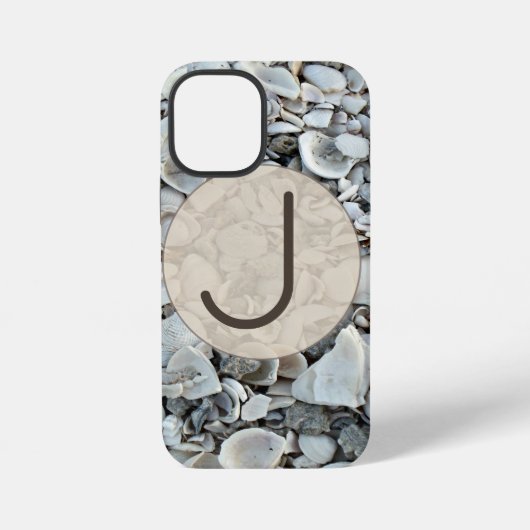 Coque iPhone 12 Mini Coastal Shells Initial Case Art (Verso)