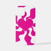 Coque iPhone 12 Mini Coeur d'amour en Magenta et Blanc (Verso)
