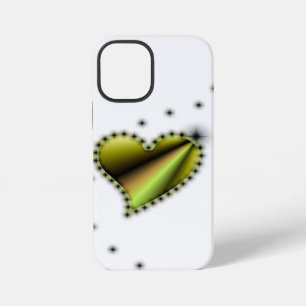 Coque iPhone 12 Mini Cœur de l'arc-en-ciel noir jaune avec des étoiles