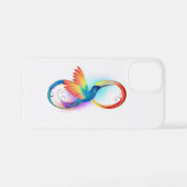 Coque iPhone 12 Mini Colibri arc-en-ciel avec symbole Infinity (Verso Horizontal)
