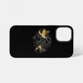 Coque iPhone 12 Mini Colibri noir et or (Verso Horizontal)