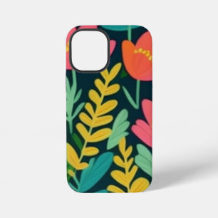 Coque iPhone 12 Mini Conception colorée de fleurs et de feuilles